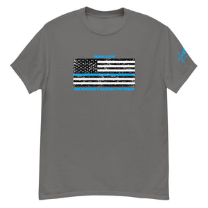 Blue Line Series, Thank a cop, for randomly hassling you today! BikerBeatdown Unisex classic tee Unisex classic tee