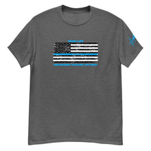 Load image into Gallery viewer, Blue Line Series, Thank a cop, for randomly hassling you today! BikerBeatdown Unisex classic tee Unisex classic tee